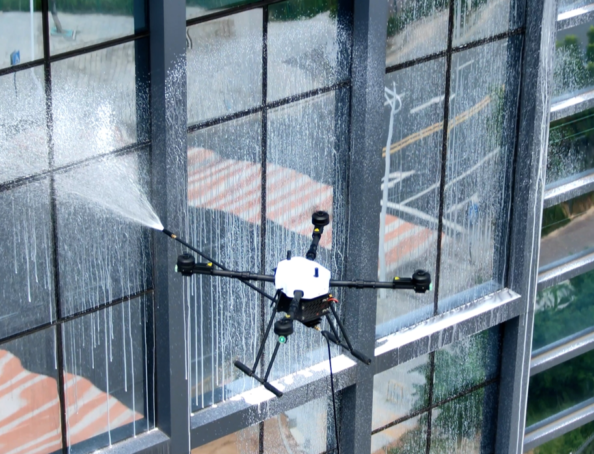 Drone cleaning building 1