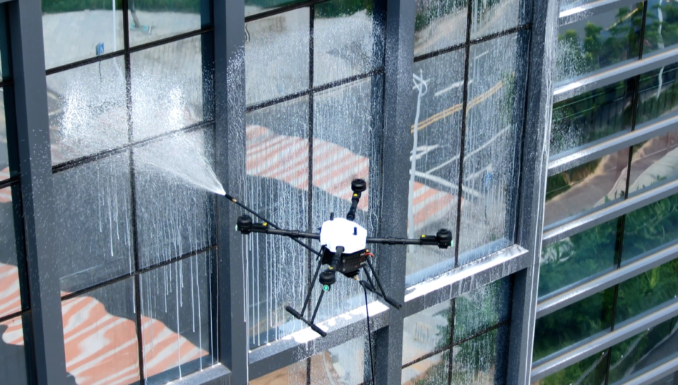 Drone cleaning building 1
